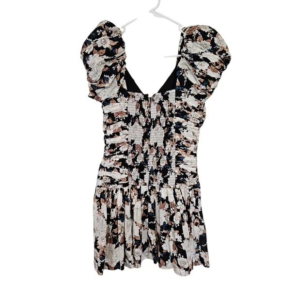 Abercrombie & Fitch Drama Puff Sleeve Floral Ruched Waste Mini Dress - Picture 3 of 9